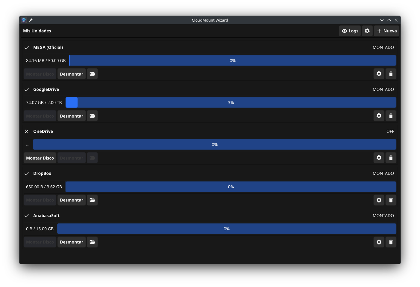 Captura de pantalla de CloudMount Wizard